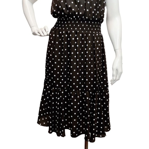 NANETTE Lepore Women's Sz 4 Polka Dot Black White Sleeveless Ruffle Hem Dress - Picture 4 of 10
